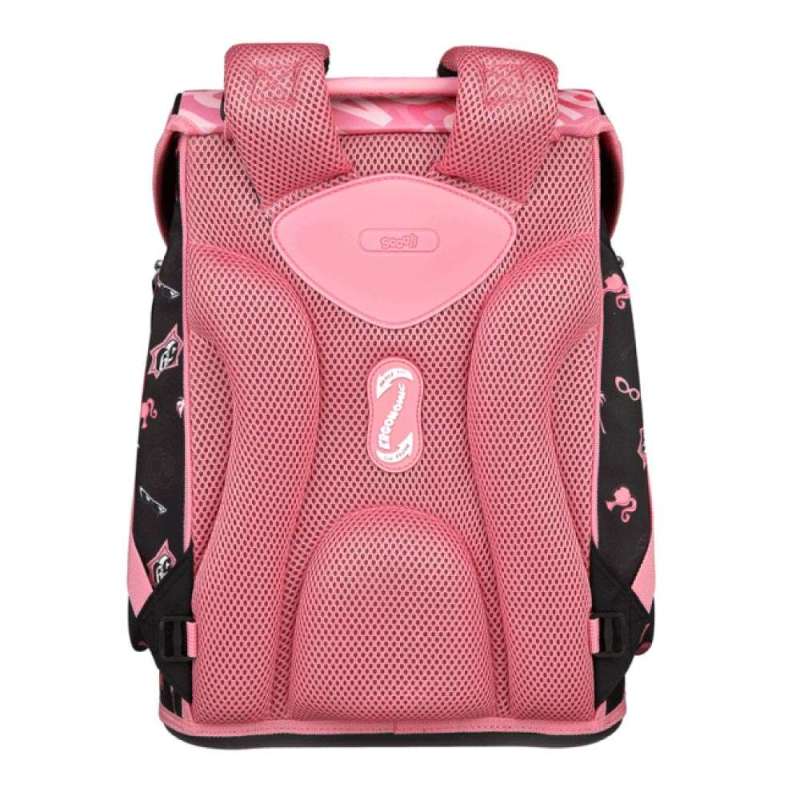 SCOOLI Schulranzen Set EasyFit 5 tlg - Barbie Rückansicht mit Tragegurten oben