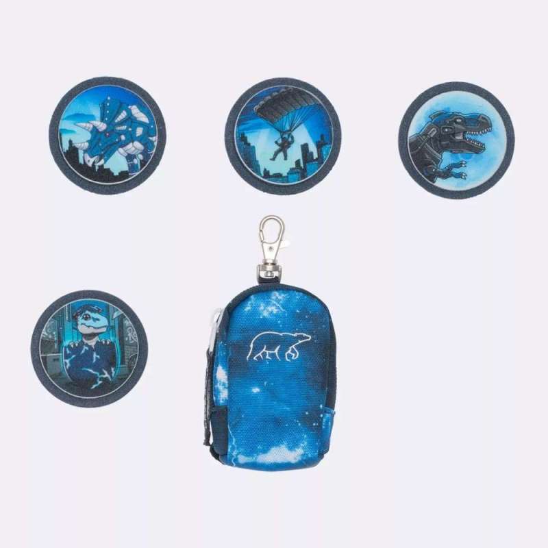 BECKMANN Schulranzen Set AIR PLUS 6 tlg - Tech Rex Patchies & Schlüsselanhänger