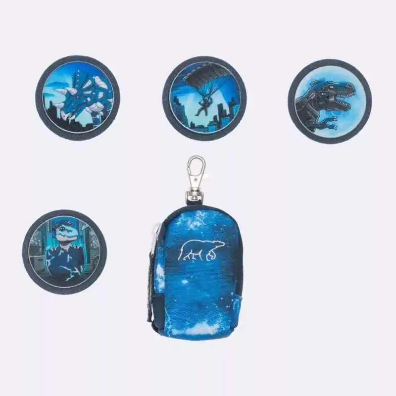 BECKMANN Schulranzen Set AIR PLUS 6 tlg - Tech Rex Patchies & Schlüsselanhänger