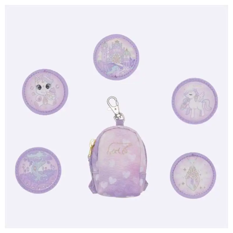 BECKMANN Schulranzen Set AIR PLUS 6 tlg - Princess Purple Schüleretui Patchies und Schlüsselanhänger