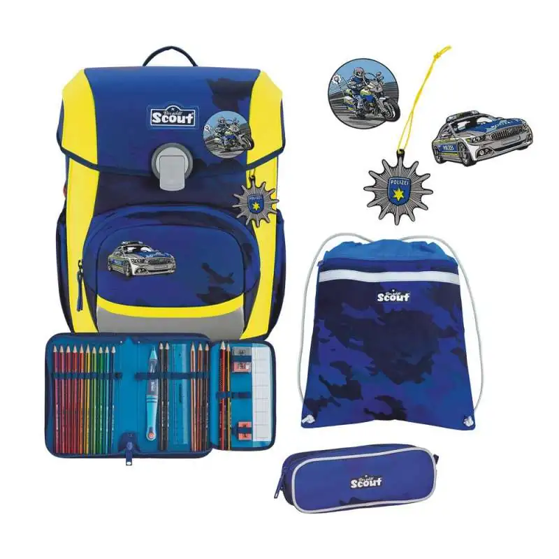 SCOUT Schulranzen Set Neo Blue Police Set